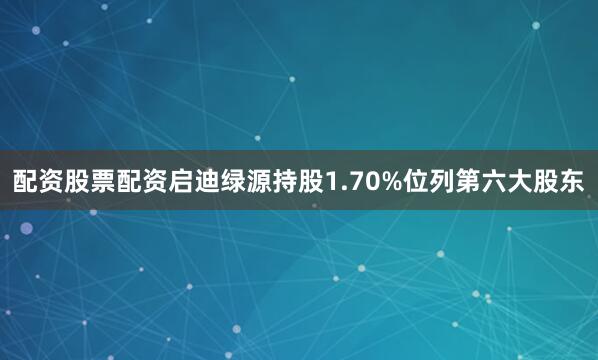 配资股票配资启迪绿源持股1.70%位列第六大股东